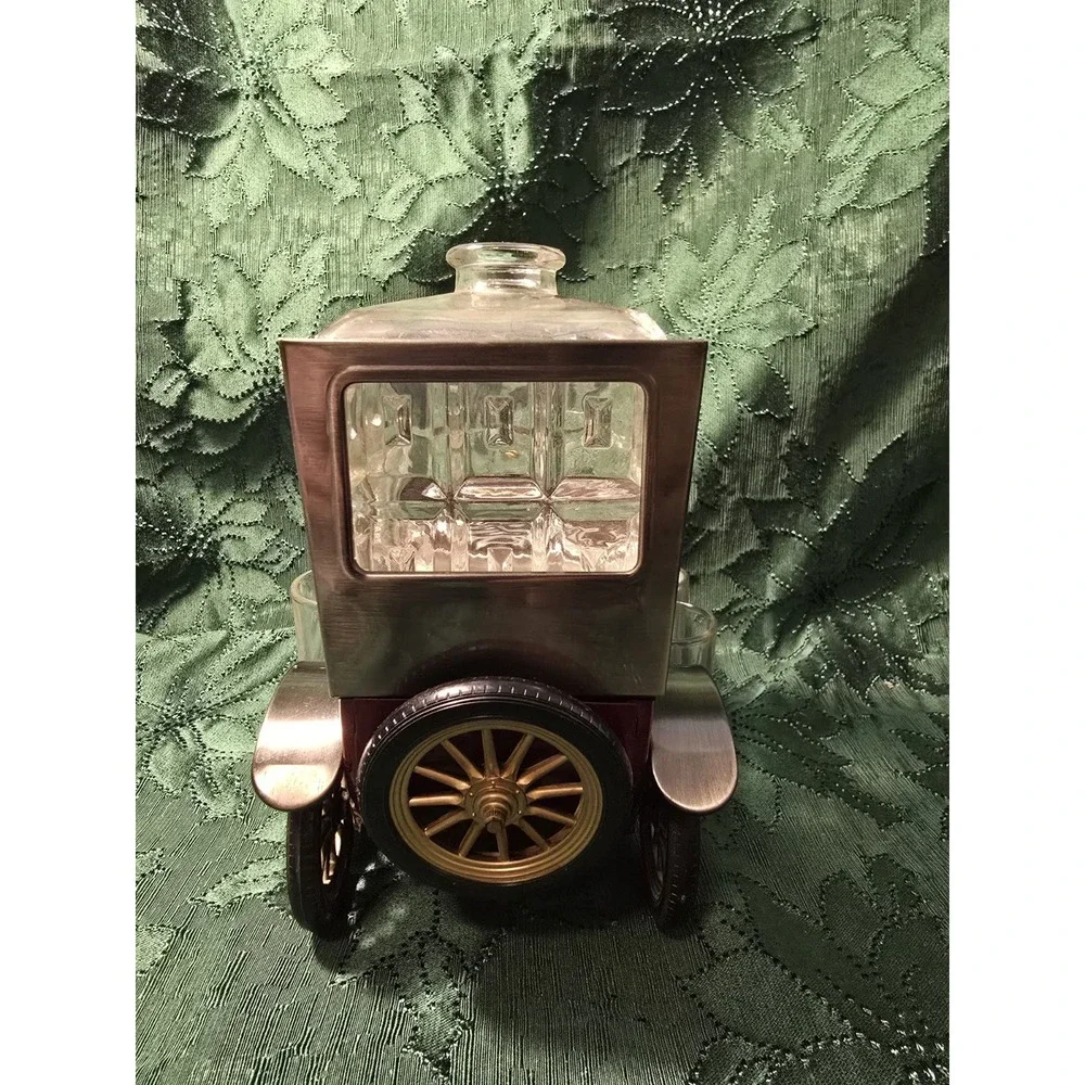 Vintage Ford Model T 1918 Liquor Decanter Music Box Shot Glasses Japan Works
